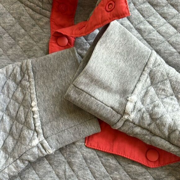 Patagonia Snap Sweatshirt Pullover Gray Pink Cotton Quilted quarter zip sz small - Picture 9 of 11